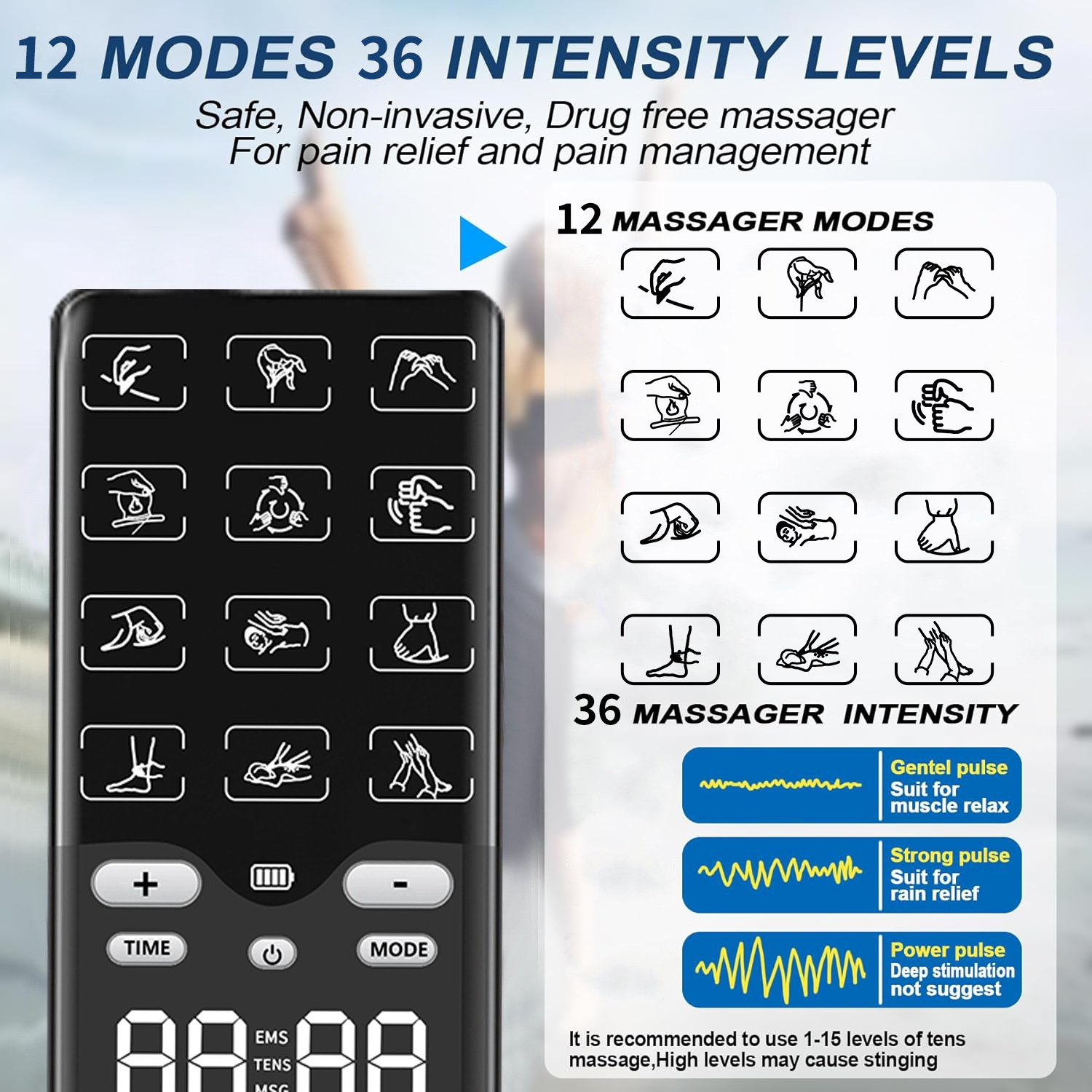 Portable TENS-EMS Unit Muscle  - огляд і ціна Tens Pain Relief Unit